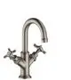 AXOR-HG-AXOR-Montreux-2-Griff-Waschtischarmatur-160-mit-Kreuzgriffen-fuer-Handwaschbecken-mit-Zugstangen-Ablaufgarnitur-Edelstahl-Optic-16505800 gallery number 1